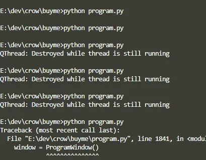 QThread: Destroyed while thread is still running
